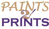 Logo of 'Paints 2 Prints' with a paintbrush icon between 'PAINTS' and 'PRINTS'.